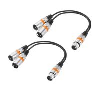 sourcing map 2 Pack 3-Pin XLR Splitter Cable, 1ft / 0.3 m XLR 1 Female to 2 Male Y Cables for Balanced Audio Cord Equipment Mixers Microphones, Orange Circle
