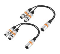 sourcing map 2 Pack 3-Pin XLR Splitter Cable, 1ft / 0.3 m XLR 1 Male to 2 Female Y Cables for Balanced Audio Adapter Cord Equipment Mixers Microphones, Orange Circle