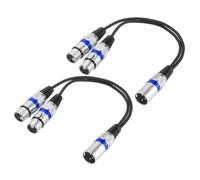 sourcing map 2 Pack 3-Pin XLR Splitter Cable, 1ft / 0.3 m XLR 1 Male to 2 Female Y Cables for Balanced Audio Adapter Cord Equipment Mixers Microphones, Blue Circle