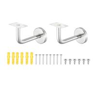 sourcing map 2 Pack 304 Stainless Steel Handrail Bracket, Wall-Mounted Railing Support with Screws, Flat Surface Staircase Hand Railing Brackets for Home Hotel (3.9" x 2.4")