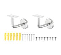 sourcing map 2 Pack 304 Stainless Steel Handrail Bracket, Wall-Mounted Railing Support with Screws, Flat Surface Staircase Hand Railing Brackets for Home Hotel (2.4" x 2.4")