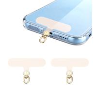 sourcing map 2 Pack 360°Rotating Phone Lanyard Tab Ultra-Thin No-Adhesive Phone Tether Patch Smartphone Case Universal Adapter Case for Travel Daily Use (Gold Dial, Beige Patch)
