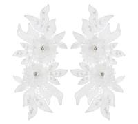 sourcing map 2 Pack 3D Flower Lace Applique with Rhinestone, 24x11.5 cm Lace Embroidery Patches Sew on Embroidered Floral Appliques for Wedding Sewing Dresses Clothes Bags DIY, White