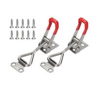 sourcing map 2 Pack 4001 Toggle Latch Clamp 304 Stainless Steel Adjustable Toggle Latches and Leather Case Heavy Duty Quick Release Hasp Clamps for Smoker Cabinet Lid Jig Trunk Case, Silver