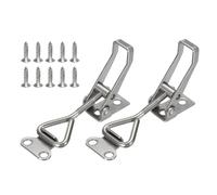 sourcing map 2 Pack 4001 Toggle Latch Clamp 304 Stainless Steel Adjustable Toggle Latches Heavy Duty Quick Release Hasp Clamps for Smoker Cabinet Lid Jig Trunk Case, Silver