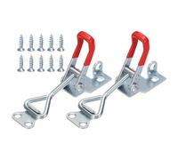 sourcing map 2 Pack 4001 Toggle Latch Clamp Carbon Steel Adjustable Toggle Latches with Lock Hole and Leather Heavy Duty Quick Release Hasp Clamps for Smoker Cabinet Lid Jig Trunk, Silver