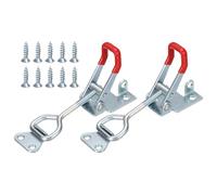 sourcing map 2 Pack 4002 Toggle Latch Clamp Carbon Steel Adjustable Toggle Latches with Lock Hole and Leather Heavy Duty Quick Release Hasp Clamps for Smoker Cabinet Lid Jig Trunk, Silver