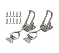 sourcing map 2 Pack 4003 Toggle Latch Clamp 304 Stainless Steel Adjustable Toggle Latches with Lock Hole Heavy Duty Quick Release Hasp Clamps for Smoker Cabinet Lid Jig Trunk Case, Silver