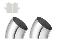 sourcing map 2 Pack 45 Degree Mandrel Bend Elbow with Welding Gloves, 60mm(2-3/8") OD 16 GA/0.06 inch Thickness 304 Stainless Steel 45°Exhaust Elbow for Exhaust System, Stair Handrail HVAC