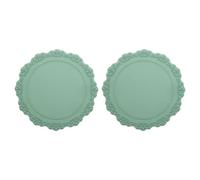 sourcing map 2 Pack 6.5" Silicone Placemat for Dining Table, Round Table Placemats Heat Resistant Waterproof Oil Proof Kitchen Placemats (Green)