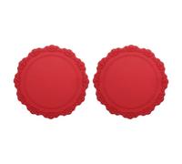 sourcing map 2 Pack 6.5" Silicone Placemat for Dining Table, Round Table Placemats Heat Resistant Waterproof Oil Proof Kitchen Placemats (Dark Red)