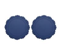 sourcing map 2 Pack 9" Silicone Placemat for Dining Table, Round Table Placemats Heat Resistant Waterproof Oil Proof Kitchen Placemats (DarkBlue)