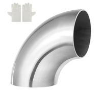 sourcing map 2 Pack 90 Degree Mandrel Bend Elbow with Welding Gloves, 60mm(2-3/8") OD 16 GA/0.06 inch Thickness 304 Stainless Steel 90°Exhaust Elbow for Exhaust System, Stair Handrail HVAC