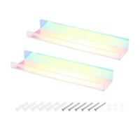 sourcing map 2 Pack Acrylic Shelves for Wall, 15 Inch Rainbow Floating Shelves Wall Mount Display Shelf Organizer for Bathroom, Bedroom, Living Room, Room Decor
