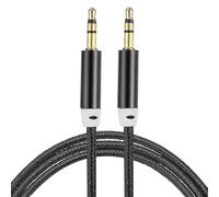 sourcing map 2 Pack Aux Cable 3.5mm Male to Male Nylon Braided Cord 5Ft 3 Pole Stereo Sound Auxiliary Cable Black for Earphones, Smart Phones, Home/Car Stereos, Speakers, Computers
