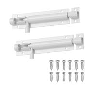 sourcing map 2 Pack Barrel Bolt Locks, 4 Inch Sliding Door Bolt Lock Latch, Aluminum Alloy Heavy Duty Slide Gate Latch with Screws for Bedroom Bathroom Door Gate, White