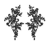 sourcing map 2 Pack Black Bone Flower Lace Appliques, 25x12.5 cm 3D Embroidery Lace Patch Sewing Embellishments for Wedding Bridal Dress Clothes DIY Crafts Accessories Decoration