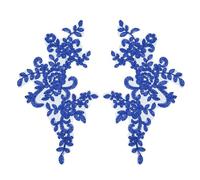 sourcing map 2 Pack Blue Flower Lace Appliques, 25x12.5 cm 3D Embroidery Lace Patch Sewing Embellishments for Wedding Bridal Dress Clothes DIY Crafts Accessories Decoration