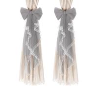 sourcing map 2 Pack BowKnot Curtain Tiebacks, Lace Bow Curtain Tiebacks Drape Holder Elegant Decorative Tie Backs French Bow Decorative Rope Accessories for Home Office Decorative, Gray