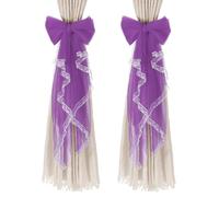 sourcing map 2 Pack BowKnot Curtain Tiebacks, Lace Bow Curtain Tiebacks Drape Holder Elegant Decorative Tie Backs French Bow Decorative Rope Accessories for Home Office Decorative, Dark Purple