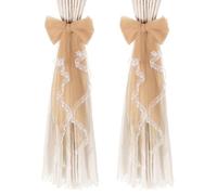 sourcing map 2 Pack BowKnot Curtain Tiebacks, Lace Bow Curtain Tiebacks Drape Holder Elegant Decorative Tie Backs French Bow Decorative Rope Accessories for Home Office Decorative, Khaki