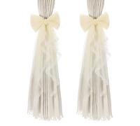 sourcing map 2 Pack BowKnot Curtain Tiebacks, Lace Bow Curtain Tiebacks Drape Holder Elegant Decorative Tie Backs French Bow Decorative Rope Accessories for Home Office Decorative, Light Yellow