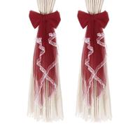 sourcing map 2 Pack BowKnot Curtain Tiebacks, Lace Bow Curtain Tiebacks Drape Holder Elegant Decorative Tie Backs French Bow Decorative Rope Accessories for Home Office Decorative, Burgundy