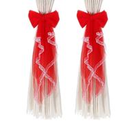 sourcing map 2 Pack BowKnot Curtain Tiebacks, Lace Bow Curtain Tiebacks Drape Holder Elegant Decorative Tie Backs French Bow Decorative Rope Accessories for Home Office Decorative, Red