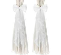 sourcing map 2 Pack BowKnot Curtain Tiebacks, Lace Bow Curtain Tiebacks Drape Holder Elegant Decorative Tie Backs French Bow Decorative Rope Accessories for Home Office Decorative, White