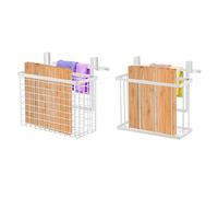 Sourcing Map 2 Pack Cabinet Door Organizer, Metal Wire Baskets with Hooks, Over Cabinet Door Organizer for Kitchen, Pantry, Bathroom Storage, White, Carbon Steel