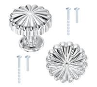 sourcing map 2 Pack Cabinet Knobs, 1.14" Dia. Round Dresser Knob Zinc Alloy Vintage Drawer Hardware Handles Pulls with Screws for Kitchen Cabinets Bedroom Dresser Wardrobe, Chrome Color