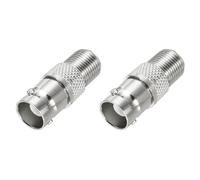 sourcing map 2 Pack Coaxial Cable Connector, F Female to BNC Female Adapter Extender 75 Ohm Nickel Plated F Type Coax Extension Coupler Convertor 27x10.5mm for CCTV Camera, Gaming Console