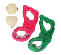 sourcing map 2 Pack Crustless Sandwich Cutter, Flower/Heart Shape Uncrustable Sandwich Maker Sealer Press Bread Cookie Cutter and Sealer for DIY Breakfast Lunch Afternoon Tea (Rose Red/Green)