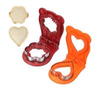 sourcing map 2 Pack Crustless Sandwich Cutter, Flower/Heart Shape Uncrustable Sandwich Maker Sealer Press Bread Cookie Cutter and Sealer for DIY Breakfast Lunch Afternoon Tea (Red/Orange)