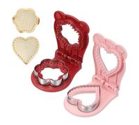 sourcing map 2 Pack Crustless Sandwich Cutter, Flower/Heart Shape Uncrustable Sandwich Maker Sealer Press Bread Cookie Cutter and Sealer for DIY Breakfast Lunch Afternoon Tea (Red/Pink)