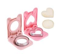 sourcing map 2 Pack Crustless Sandwich Cutter, Heart/Round Shape Uncrustable Sandwich Maker Sealer Press Bread Cookie Cutter and Sealer for DIY Breakfast Lunch Afternoon Tea (Pink)