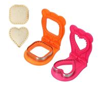 sourcing map 2 Pack Crustless Sandwich Cutter, Square/Heart Shape Uncrustable Sandwich Maker Sealer Press Bread Cookie Cutter and Sealer for DIY Breakfast Lunch Afternoon Tea (Orange/Rose Red)