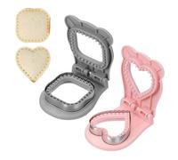 sourcing map 2 Pack Crustless Sandwich Cutter, Square/Heart Shape Uncrustable Sandwich Maker Sealer Press Bread Cookie Cutter and Sealer for DIY Breakfast Lunch Afternoon Tea (Gray/Pink)