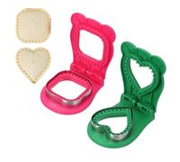 sourcing map 2 Pack Crustless Sandwich Cutter, Square/Heart Shape Uncrustable Sandwich Maker Sealer Press Bread Cookie Cutter and Sealer for DIY Breakfast Lunch Afternoon Tea (Rose Red/Green)