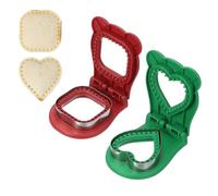 sourcing map 2 Pack Crustless Sandwich Cutter, Square/Heart Shape Uncrustable Sandwich Maker Sealer Press Bread Cookie Cutter and Sealer for DIY Breakfast Lunch Afternoon Tea (Red/Green)