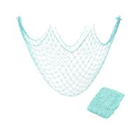 sourcing map 2 Pack Decorative Fishing Net Decor, Light Blue 80x40 Inch Picture Wall Photo Hanging Cotton Fish Net for Beach Party,Hawaiian Themed Party,Under the Sea Party Decorations