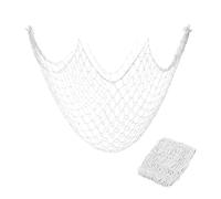 sourcing map 2 Pack Decorative Fishing Net Decor, White 80x40 Inch Picture Wall Photo Hanging Cotton Fish Net for Beach Party,Hawaiian Themed Party,Under the Sea Party Decorations