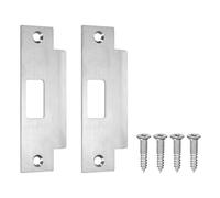 sourcing map 2 Pack Door Latch Strike Plate, 4-7/8" x 1-1/4" Stainless Steel Deadbolt Strike Plate for Door Frame Reinforcement, Silver