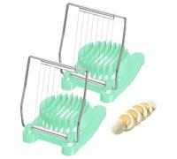 sourcing map 2 Pack Egg Slicer for Hard Boiled Eggs, Heavy Duty Stainless Steel Wire Multipurpose Egg Slicer Fruit Cutter Small Portable Eggs Peeler Tool for Strawberry Tomato, Light Green