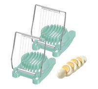 sourcing map 2 Pack Egg Slicer for Hard Boiled Eggs, Heavy Duty Stainless Steel Wire Multipurpose Egg Slicer Fruit Cutter Small Portable Eggs Peeler Tool for Strawberry Tomato, Green