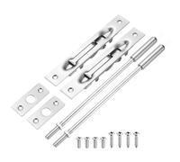 sourcing map 2 Pack Extension Flush Bolt with Rod, 10 Inch Stainless Steel Door Flush Bolt Latch Concealed Security Door Lock for Double French Doors, Composite, Wood Doors, Silver