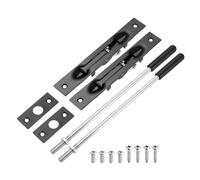 sourcing map 2 Pack Extension Flush Bolt with Rod, 10 Inch Stainless Steel Door Flush Bolt Latch Concealed Security Door Lock for Double French Doors, Composite, Wood Doors, Black