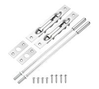 sourcing map 2 Pack Extension Flush Bolt with Rod, 12 Inch Stainless Steel Door Flush Bolt Latch Concealed Security Door Lock for Double French Doors, Composite, Wood Doors, Silver