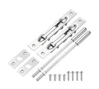 sourcing map 2 Pack Extension Flush Bolt with Rod, 8 Inch Stainless Steel Door Flush Bolt Latch Concealed Security Door Lock for Double French Doors, Composite, Wood Doors, Silver
