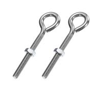 sourcing map 2 Pack Eye Bolts, M8 x 71mm 304 Stainless Steel Threaded EyeBolt Silver Eye Hooks with Nut for Hanging or Securing Cables